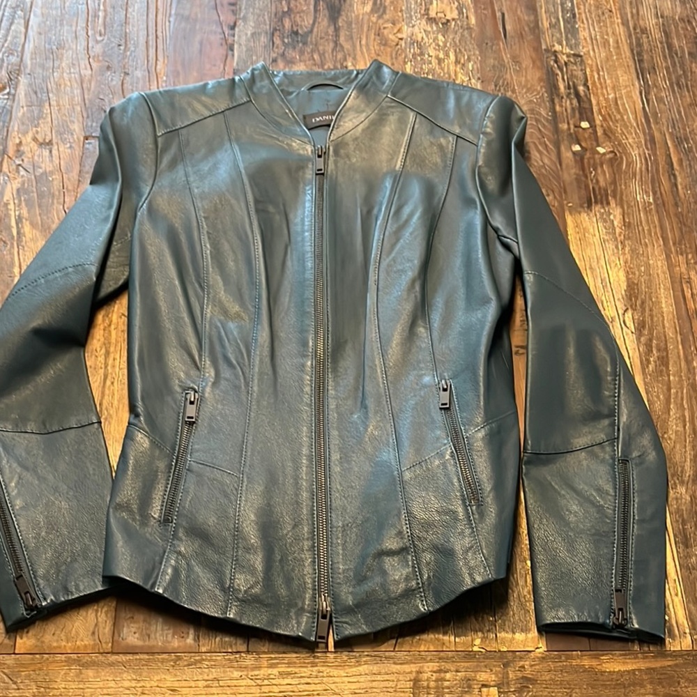 Danier Teal Leather Jacket (S) NWOT